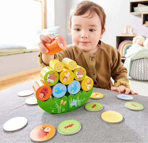 Miniatura 2 de HABA - Juego de apilamiento Fox, juguete de madera para más de 2 años, juego de habilidades motoras con prado tambaleante y 10 piedras apilables