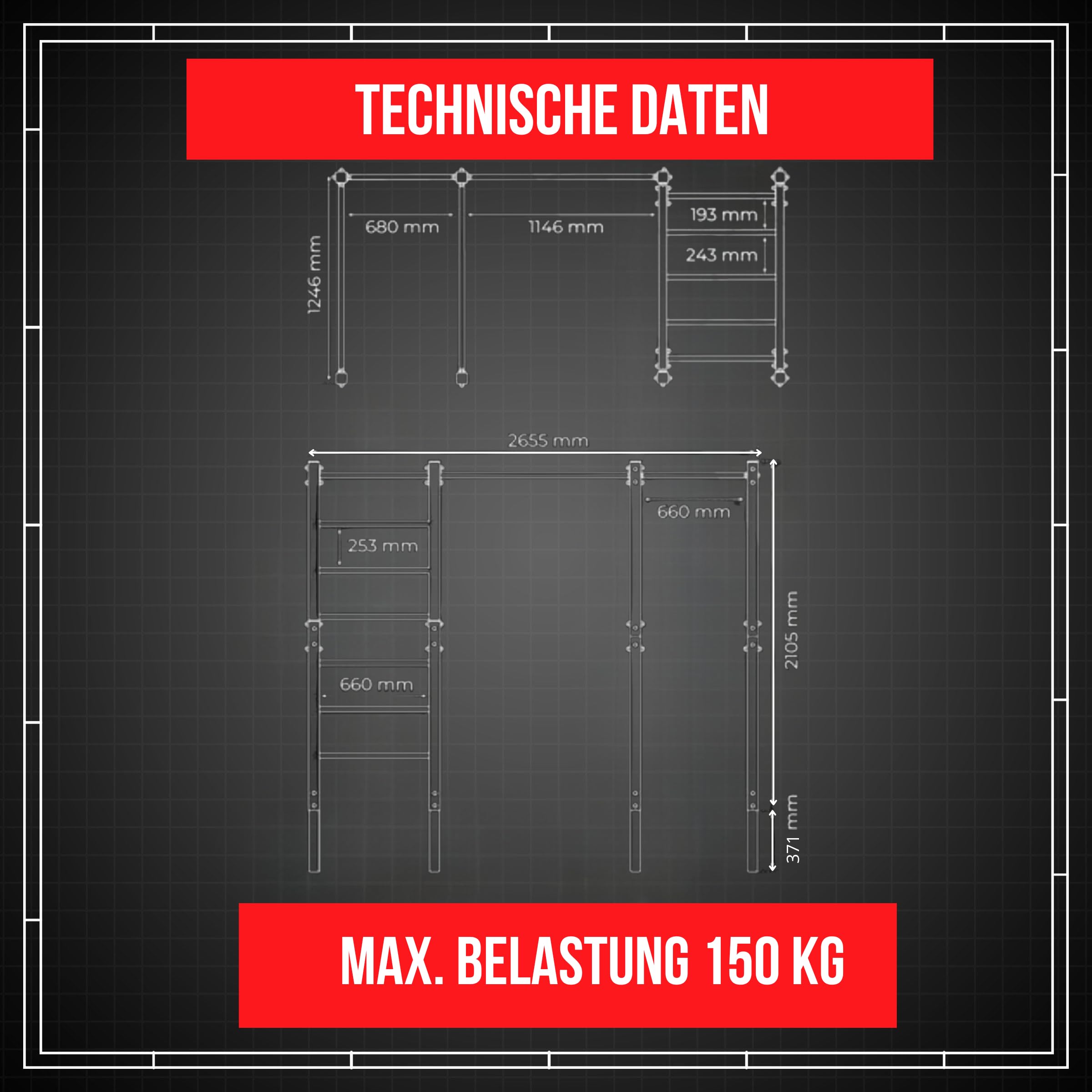 K-Sport: Calesthenics Station d'extérieur avec barre de traction stationnaire et station Dip Charge maximale : 175 kg I Station de musculation résistante, Made in EU