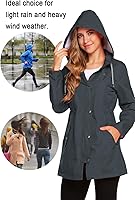 Vista 3 de Chaqueta Zhenwei impermeable, ligera, con capucha, uso activo, para exteriores, forrada para lluvia, larga, S-XXL, para mujer