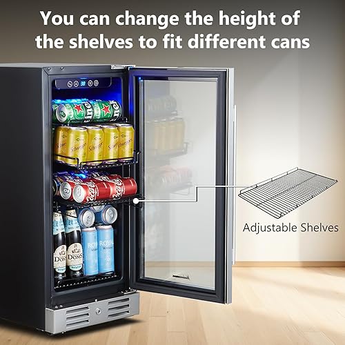 Miniatura 37 de Kalamera Refrigerador de bebidas, enfriador de bebidas de 24 pulgadas debajo del mostrador para 154 latas, rango de temperatura de 32 a 41 ℉