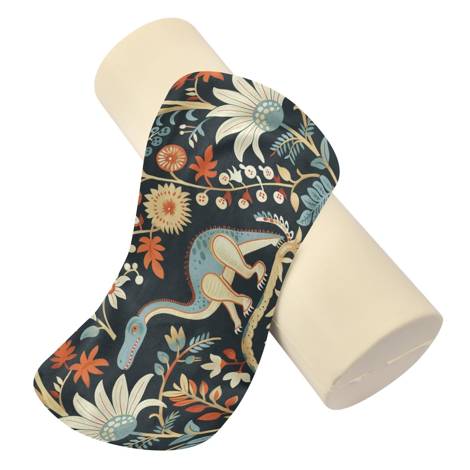 miaozhen William Morris Dino Flower Colorful Bolster Pillow Insert Bolster Pillow for Reading Rollo Cervical para dormir 5.5''x17''