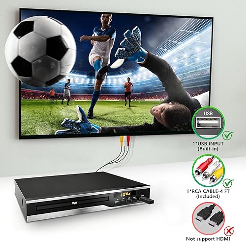 Miniatura 2 de Reproductor de DVD, reproductores de DVD libres de región para CD/DVD, reproductor de DVD compacto compatible con sistema NTSC/PAL con salidas