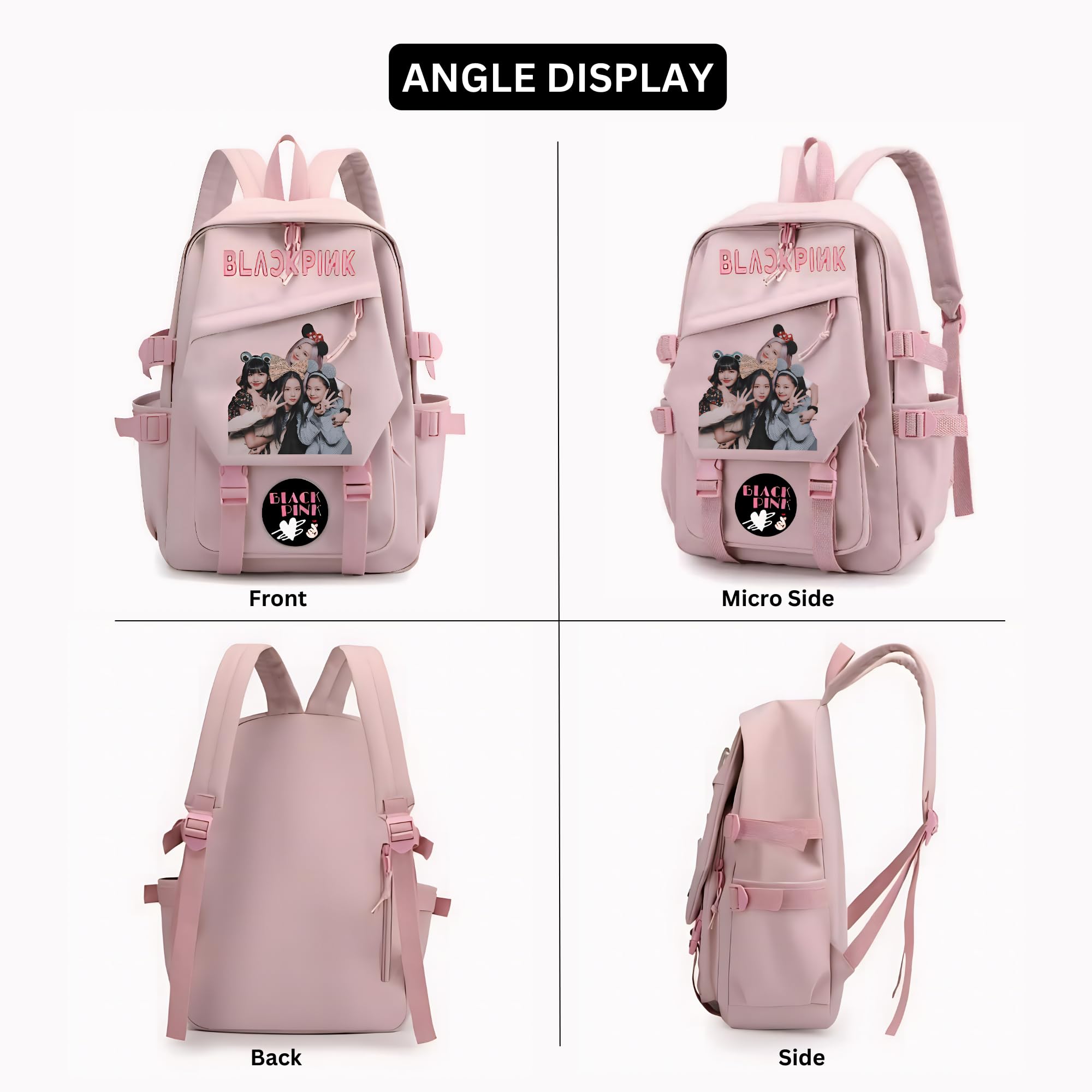 JAAIP Blackpink bag - blackpink merch black pink bag for girls stationery set school bag for girls merch, Pinkmembers Jisoo, Jennie, Rosé and Lisa 4