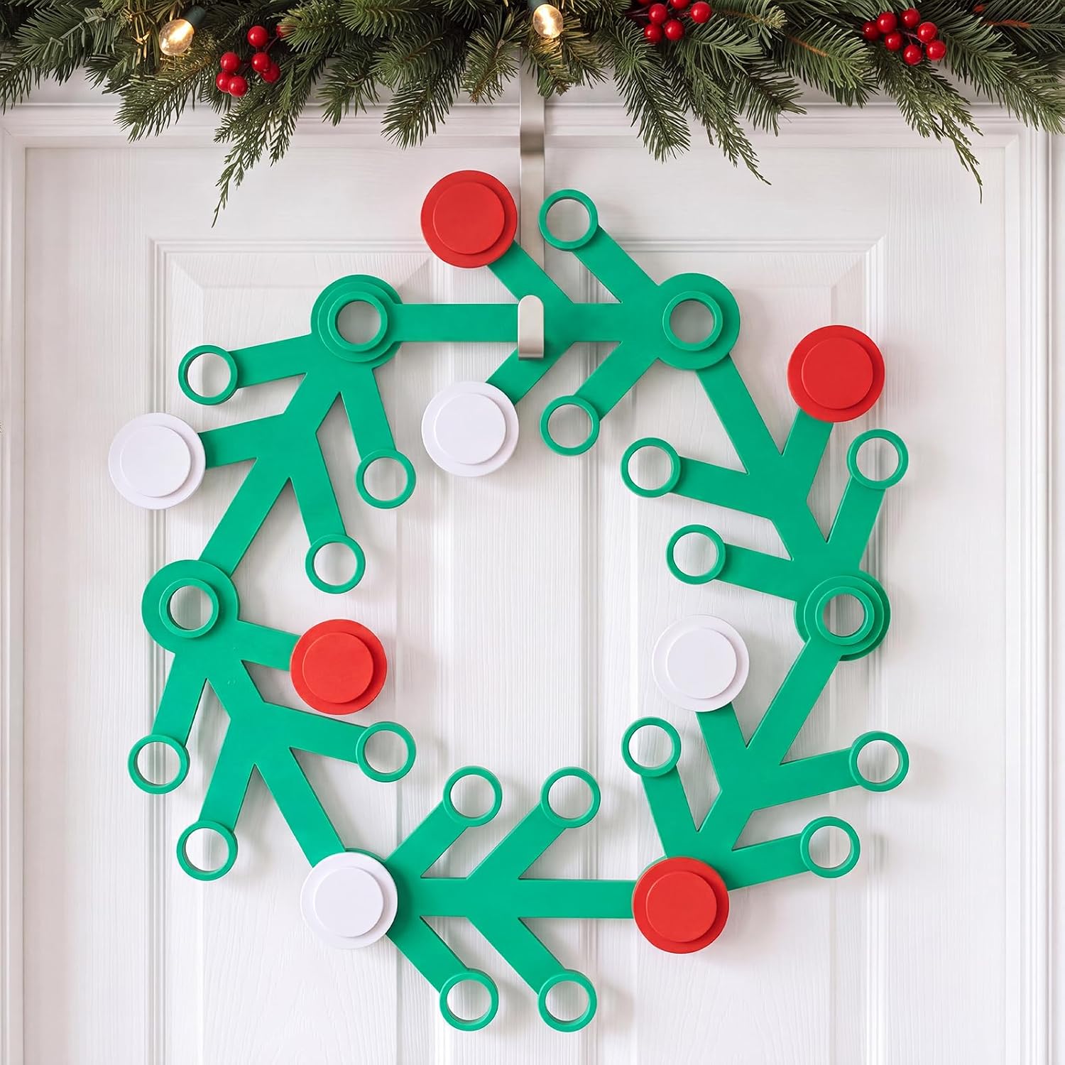 Riceshoot Christmas 3D Printed Wreath 15" DIY Block Red White Ornaments
