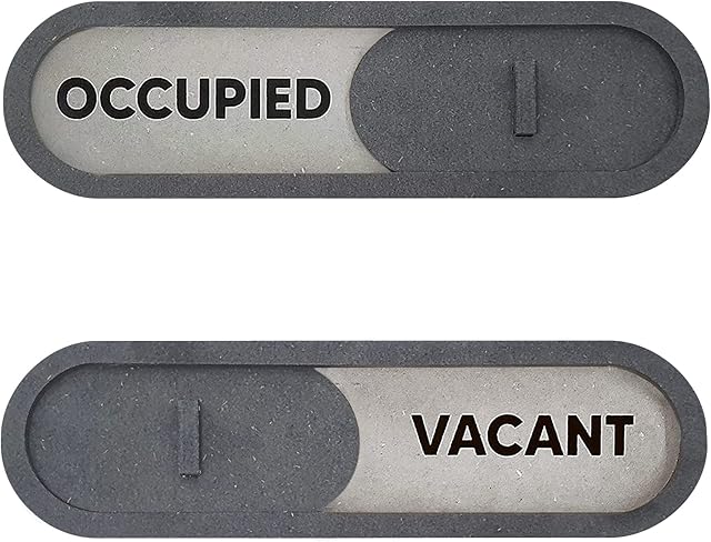 Vacant Occupied Sign (Grey) - Privacy Sign - Office Door Sign - Do Not Disturb Office Sign - In a Meeting Door Sign - In Out Door Hanger