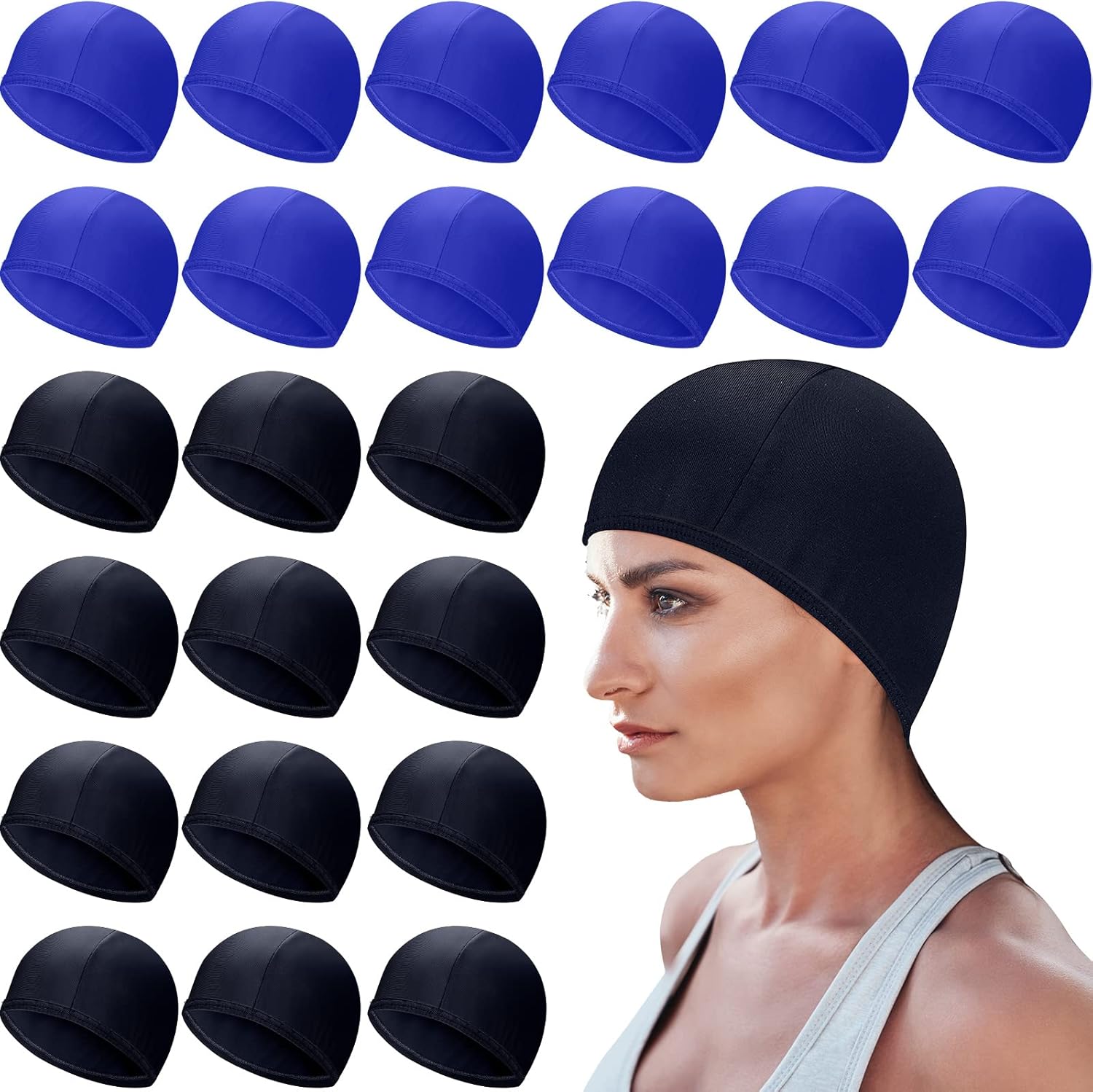 24 Pcs Swim Caps for Women Toddlers Comfortable Fabric