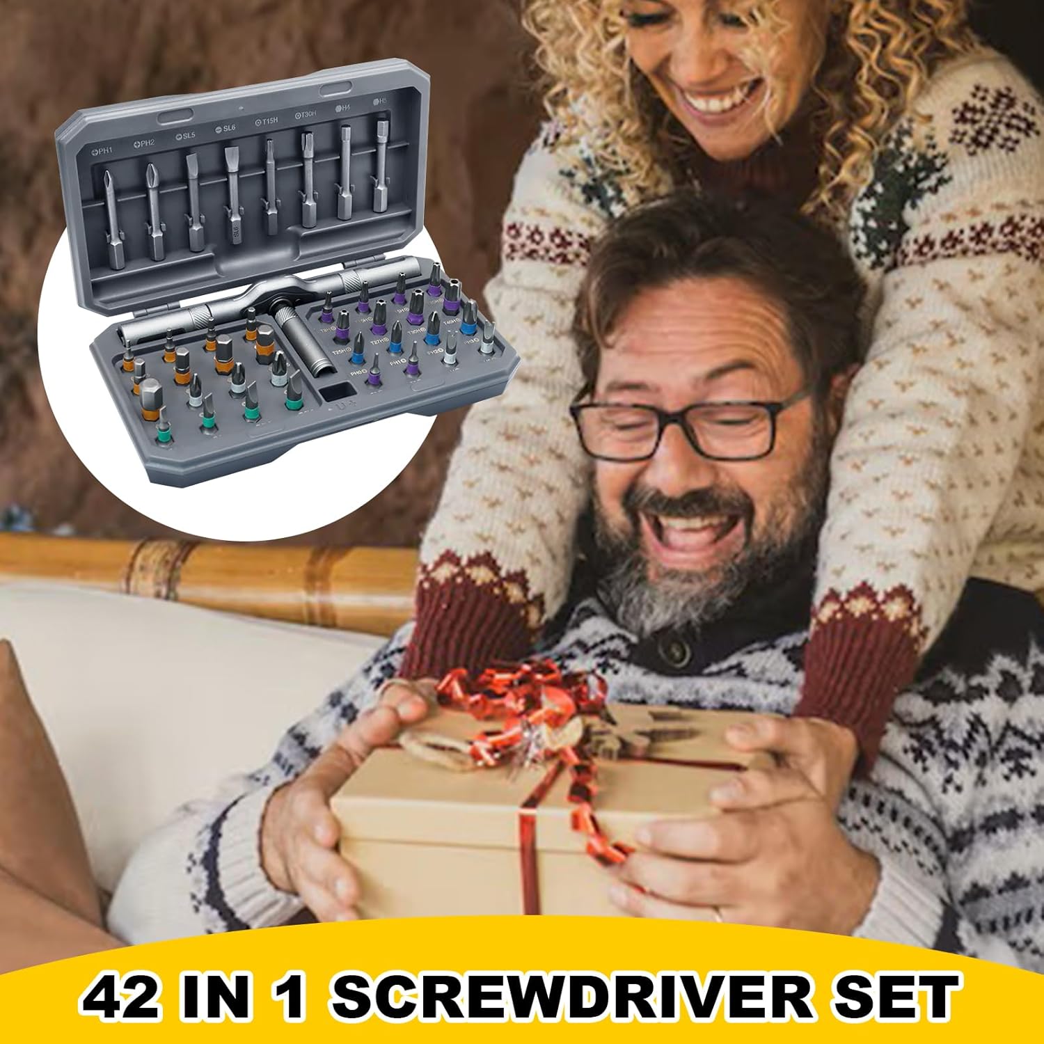 Uenhoy 42 in 1 Magnetic Screwdriver Set, Ratchet Screwdriver Set with Detachable Ratchet Handle, Precision Repair Tool Kit for Furniture Computer DIY Repairing, Black