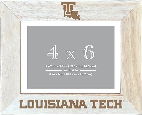 R and R Imports Louisiana Tech Bulldogs - Marco de fotos de madera grabado con diseño mate de 4 x 6 pulgadas