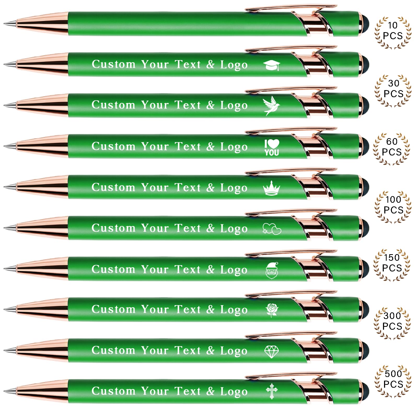 Sparklove Personalized Pens Bulk, Custom Pens with Name/Logo, Customized Black Ink Ballpoint Gifts, Engraved Pen with Stylus, Ideal for Business, Wedding, Birthday, Women, Men Office Metal Pen