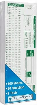 TEST-881E 881 E Scantron Compatible Testing Forms 100 Sheet Pack