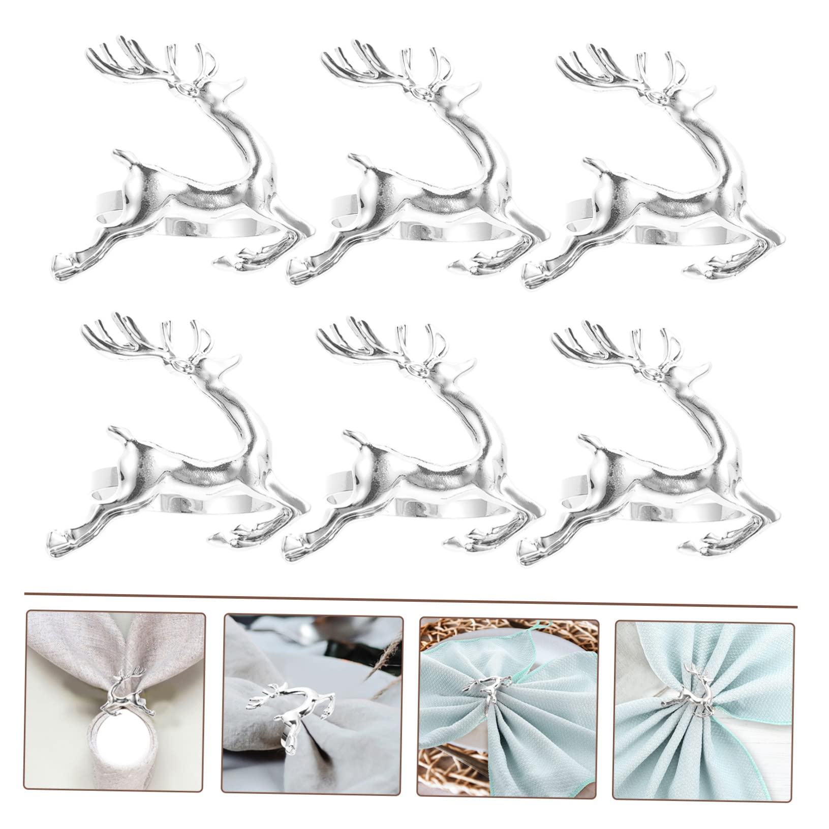 Alipis 24 Pièces Ronds De Serviette Wapiti Décorations De Serviettes Bague De Table Cerf Boucles De Serviette Créatives Ronds De Serviette De Noël Porte-Serviette Renne De Noël Alliage