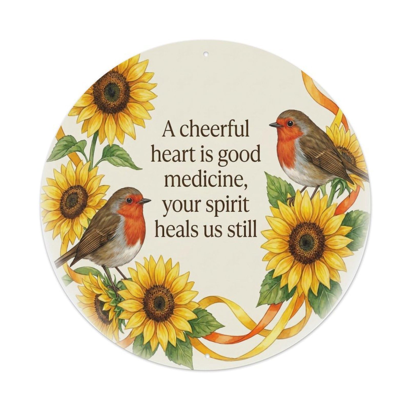 Okahys 8X8inch(20X20cm) European Robin Garden Sign Heaven Love Cheerful Metal Tin Sign