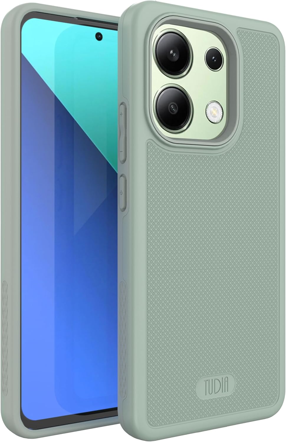 TUDIA DualShield Grip Designed for Xiaomi Redmi Note 13 4G Case (2024), [MergeGrip] Military Grade Dual Layer Shockproof Slim Tough Heavy Duty Protective Phone Case Cover (Green Lily)