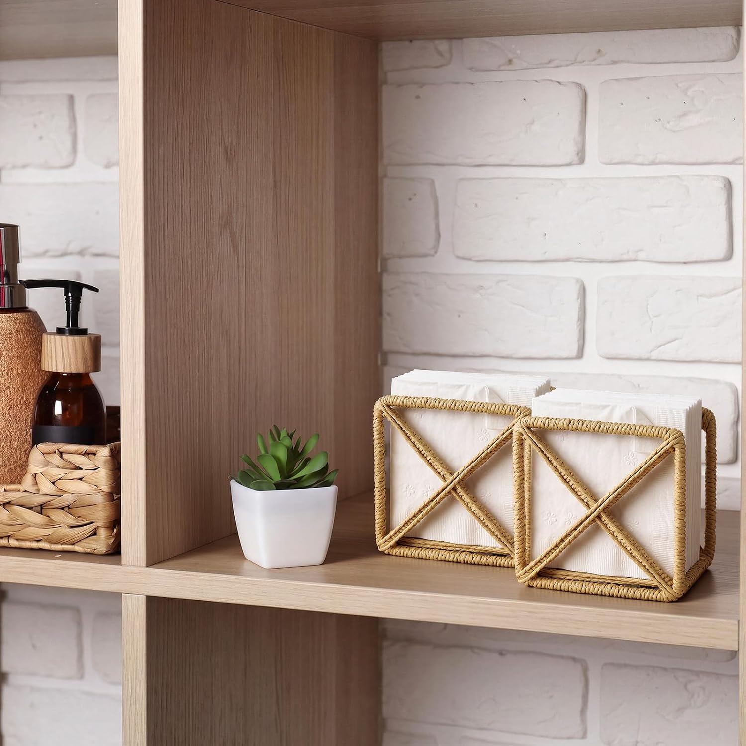 Unittype 2 Pcs Rattan Napkin Holder for Table Home Rustic Room Decor