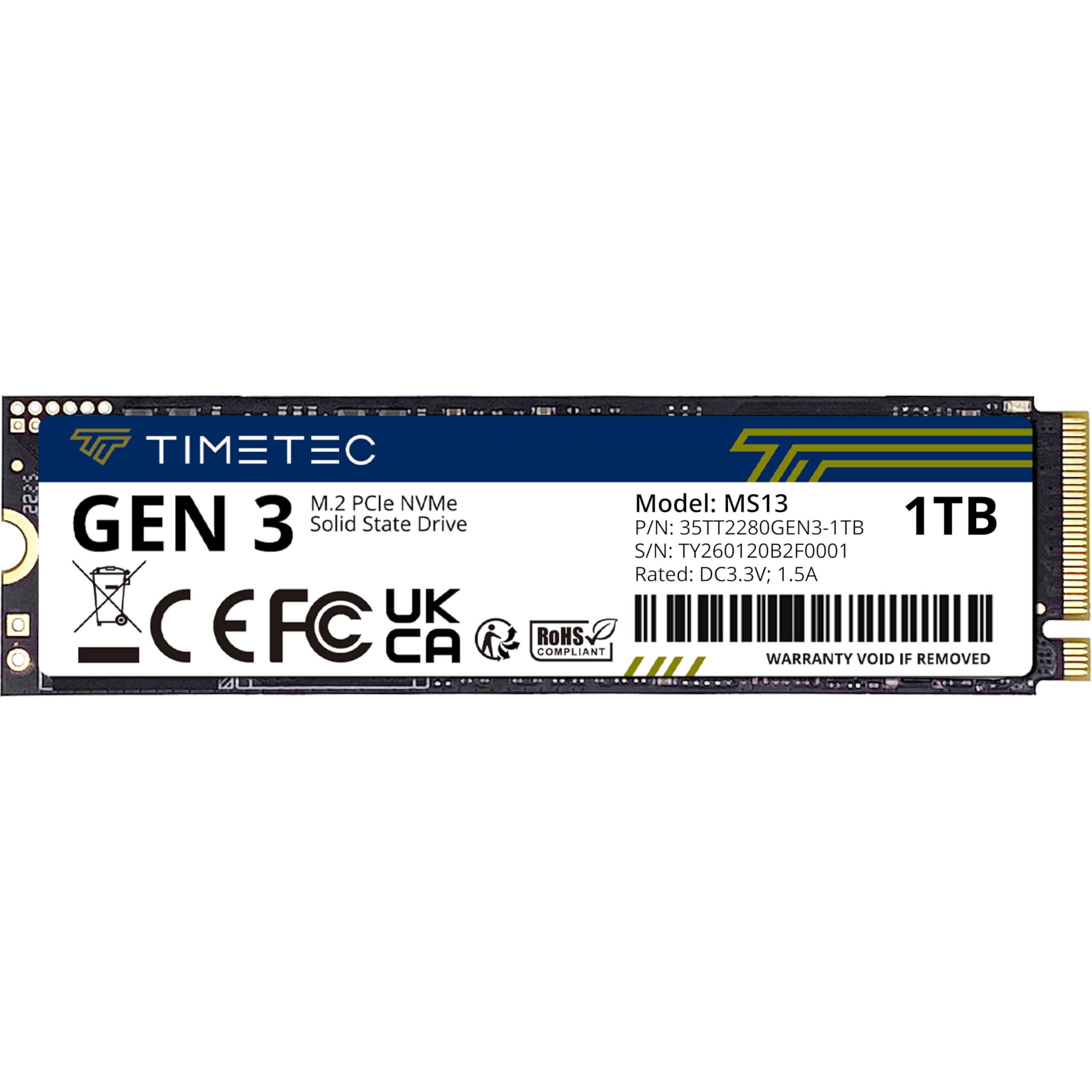 Timetec 1TB SSD NVMe PCIe Gen3x4 8Gb/s M.2 2280 3D NAND TLC 600TBW High Performance SLC Cache Read/Write Speed Up to 2,000/1,600 MB/s Internal Solid State Drive for PC Laptop and Desktop (1TB)