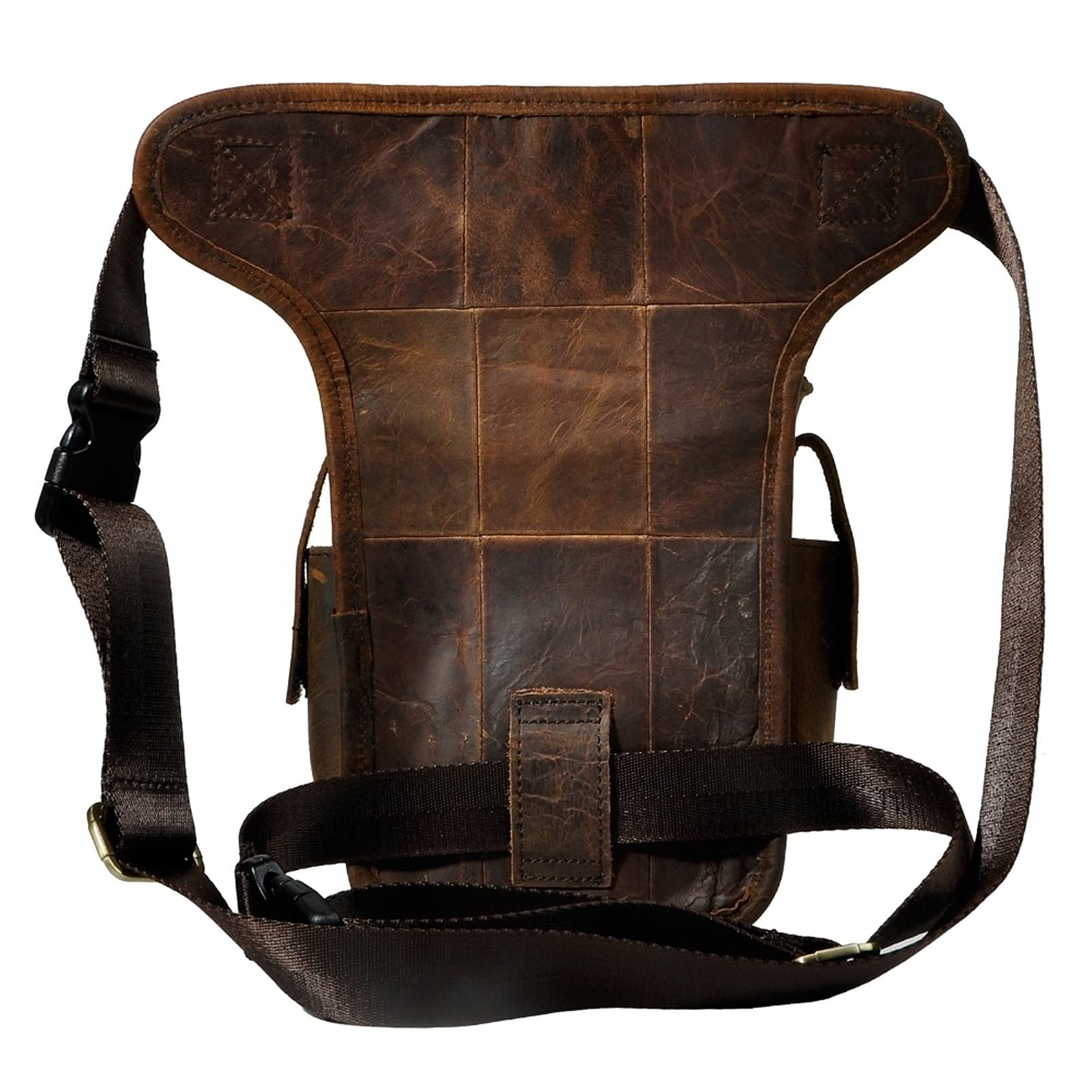 Beintasche Motorrad,Beintasche Echtes Leder männer Design Casual Messenger Schulter Sling Tasche Mode Multifunktionale Gürtel Tasche Drop Bein Tasche Tasche(Brown)