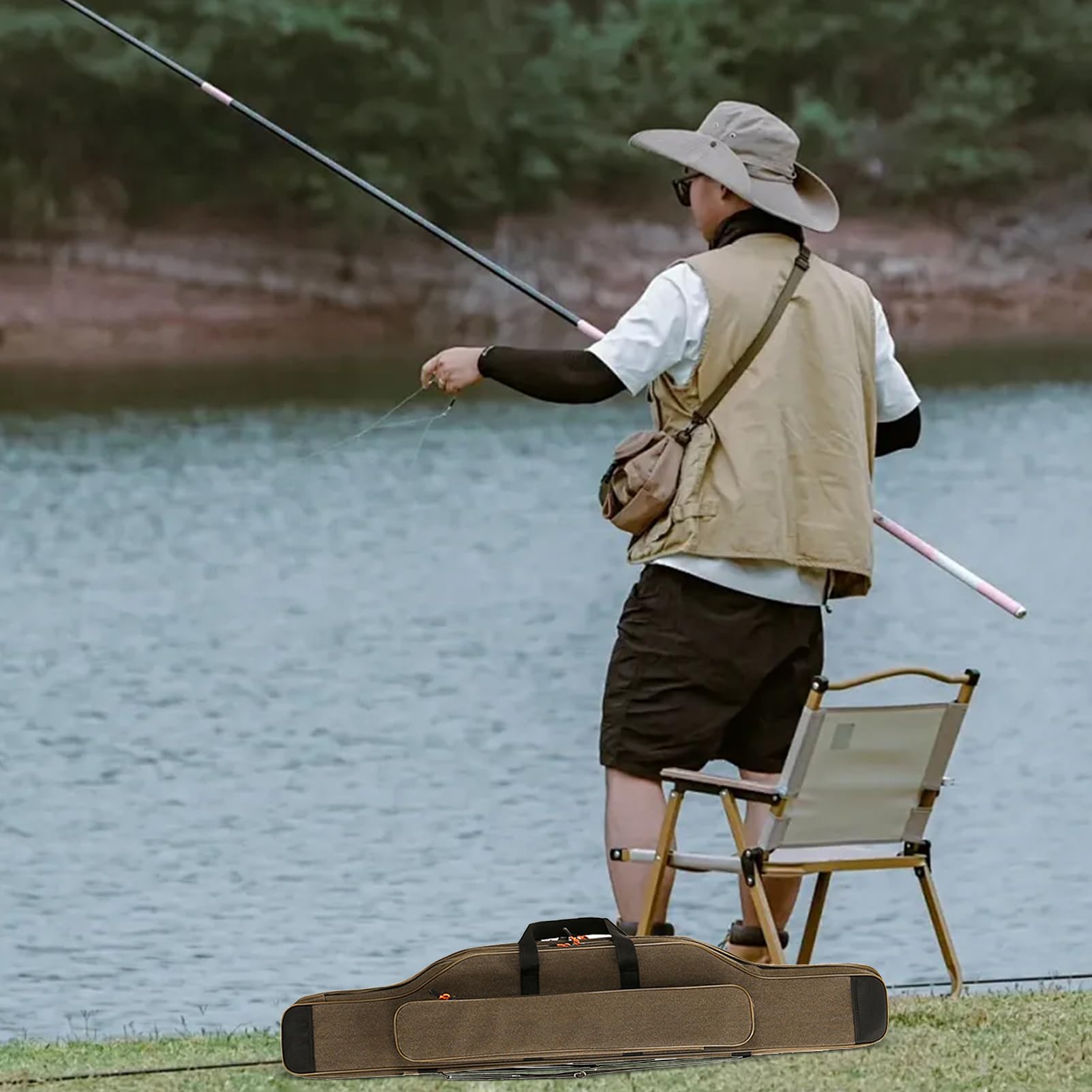 Generisch Porta canna da pesca, borsa per canna da pesca, organizer | impermeabile per canna da pesca, per attrezzatura da pesca e attrezzature da pesca, 130 cm., Siehe Beschreibung, Vedi descriz