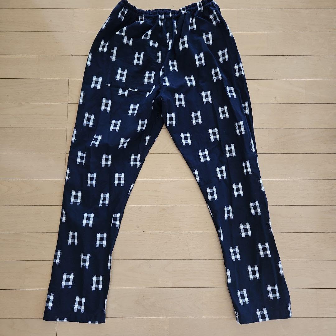 うなぎの寝床 いろはもんぺ たてよこ絣八つ立ち井桁 紺白 久留米