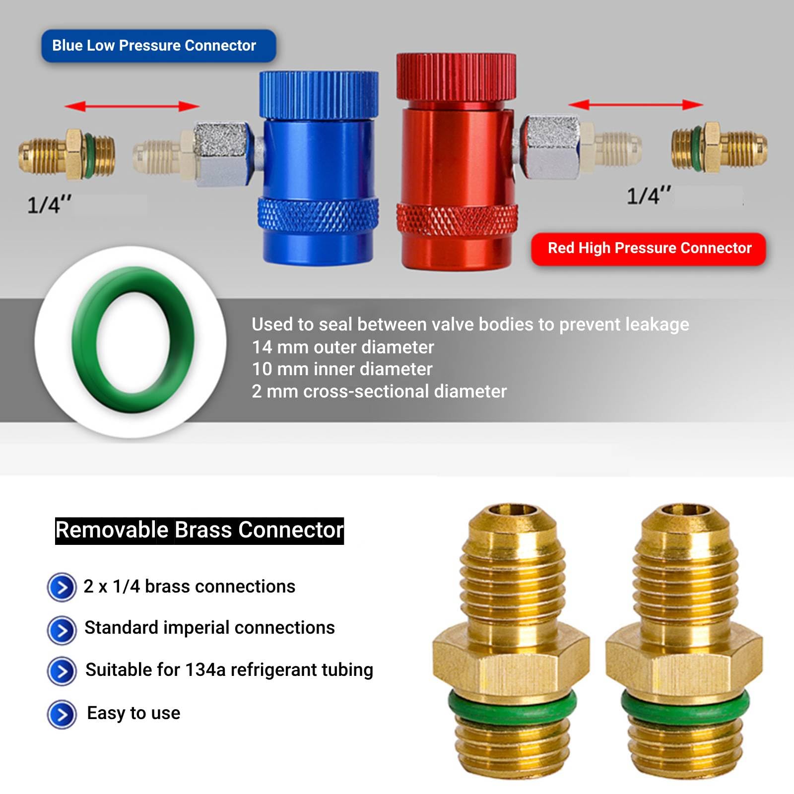Adaptateur r1234yf,Connecteur Rapide, Aluminium Connecteur Rapide R1234yf adaptateur de port de service de climatiseur à coupleurs rapides professionnels adapté aux réfrigérants