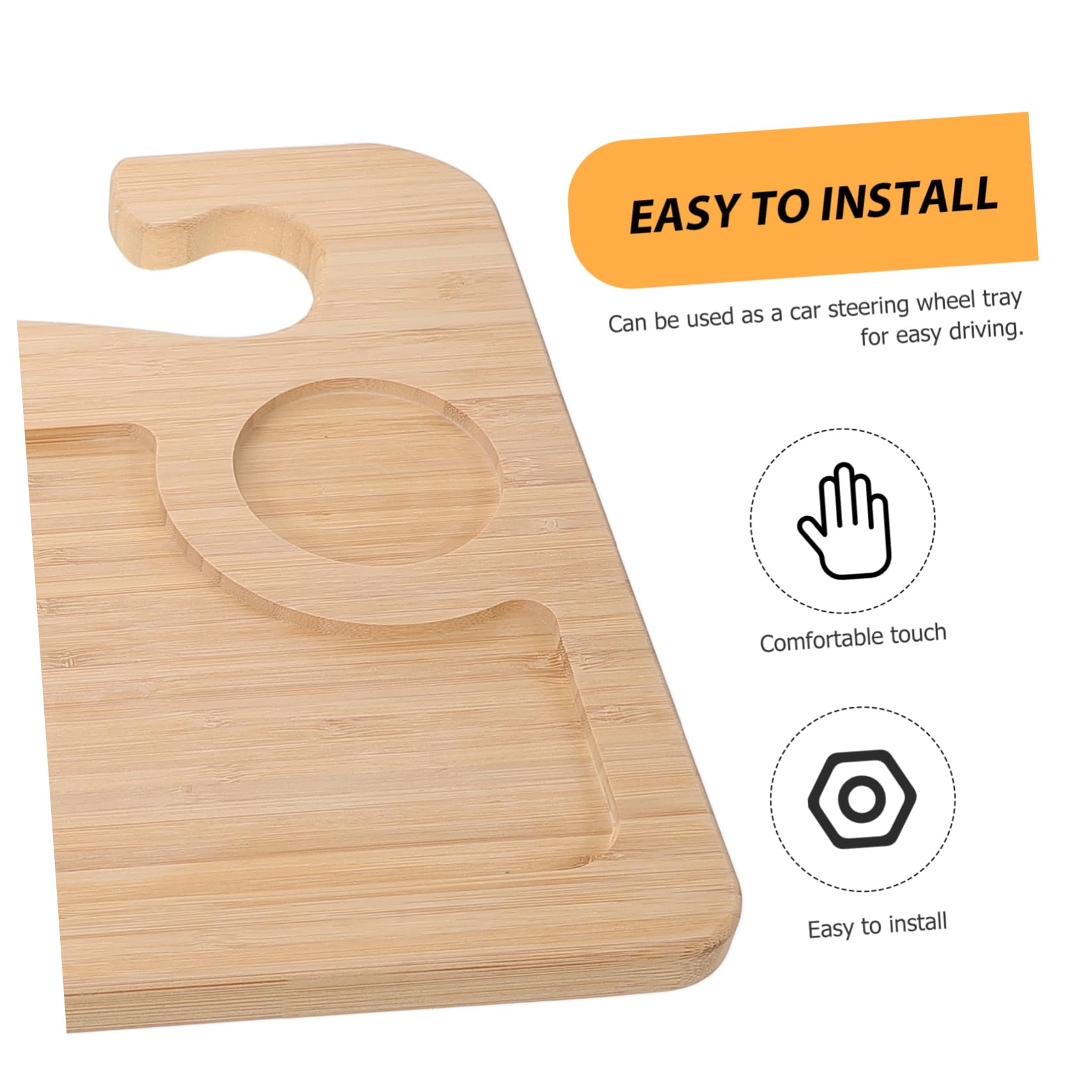 PRETYZOOM Mesa de Bandeja de Madera para Volante de Coche Soporte Estable y Portátil, Organizador Elegante para Botellas y Uso Cómodo en Carretera y Hogar