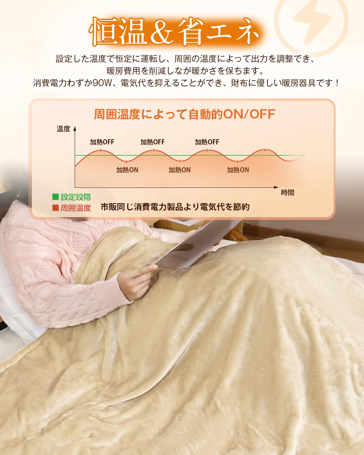 Amazon | 電気毛布 掛け敷き兼用 厚手生地 188×130cm【大きいサイズ