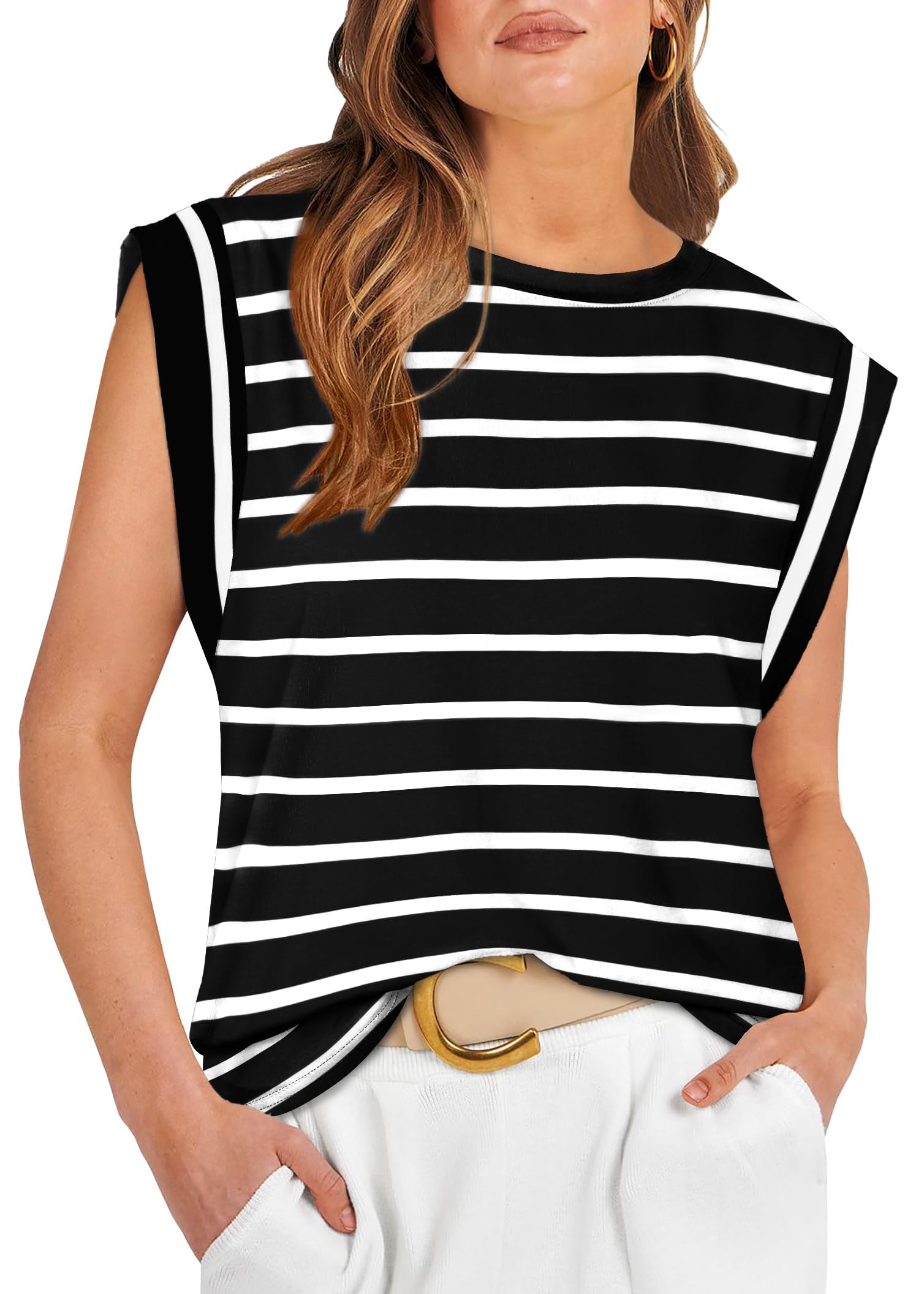isermeo Cap Sleeve Summer Tops for Women Tank Top Basic Tee Shirts Casual Loose Fit 2025 Trendy