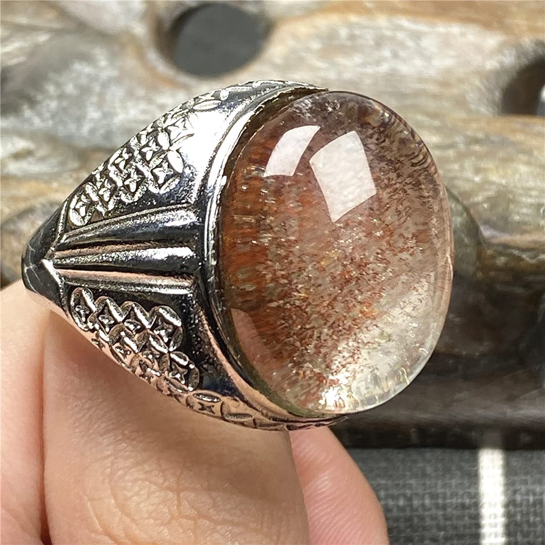 Phantom Quartz Ring, Natural Ghost Phantom Quartz Crystal Jewelry Rings For Men 21x17mm Beads Stone Silver Adjustable Ring AAAAA - Image 7