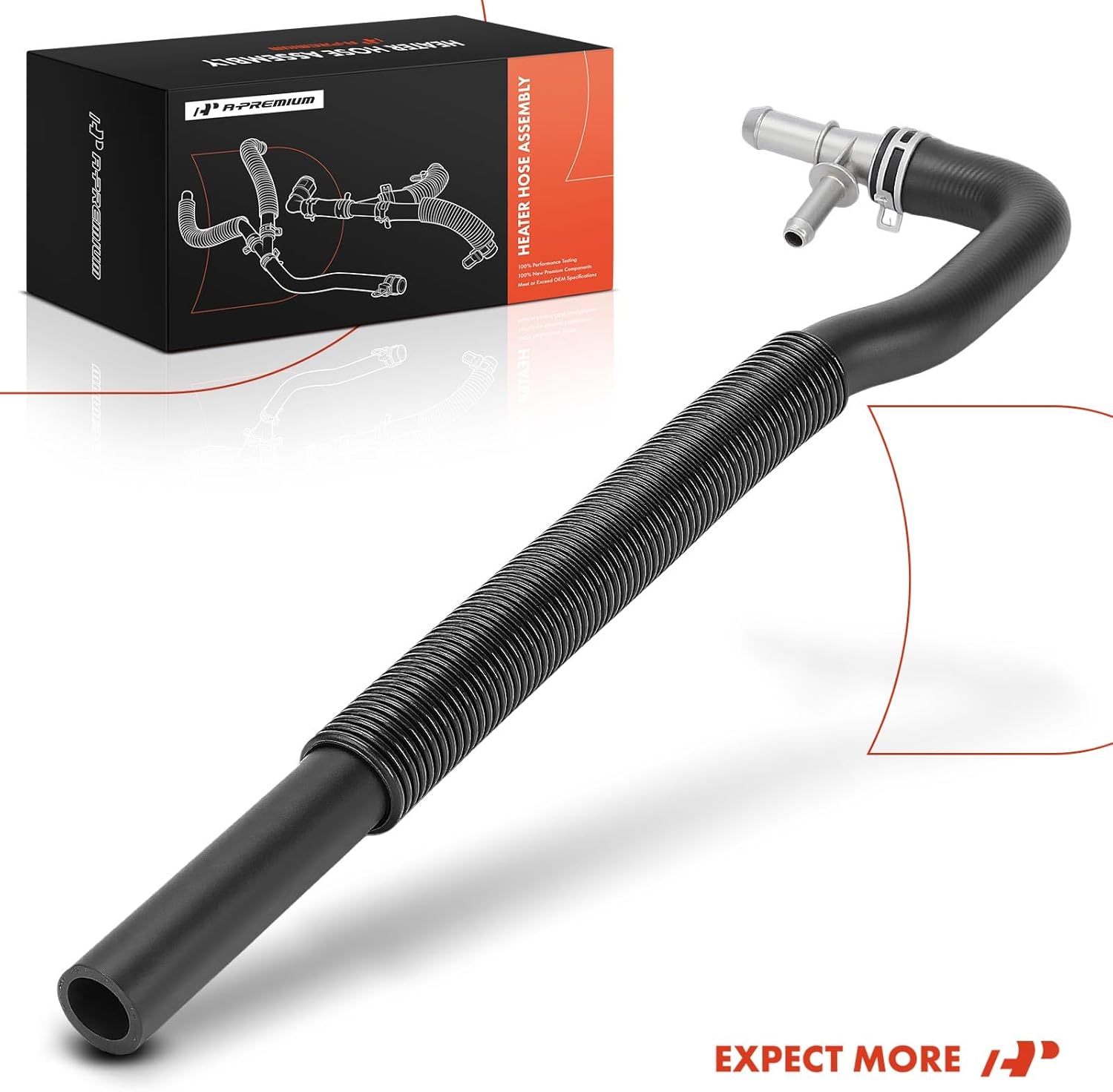 A-Premium Inlet HVAC Heater Hose Pipe Line Assembly with Clamps and Protective Sleeve Attached Compatible with Ford F-250 F-350 F-450 F-550 Super Duty, 2011-2016, 6.7L