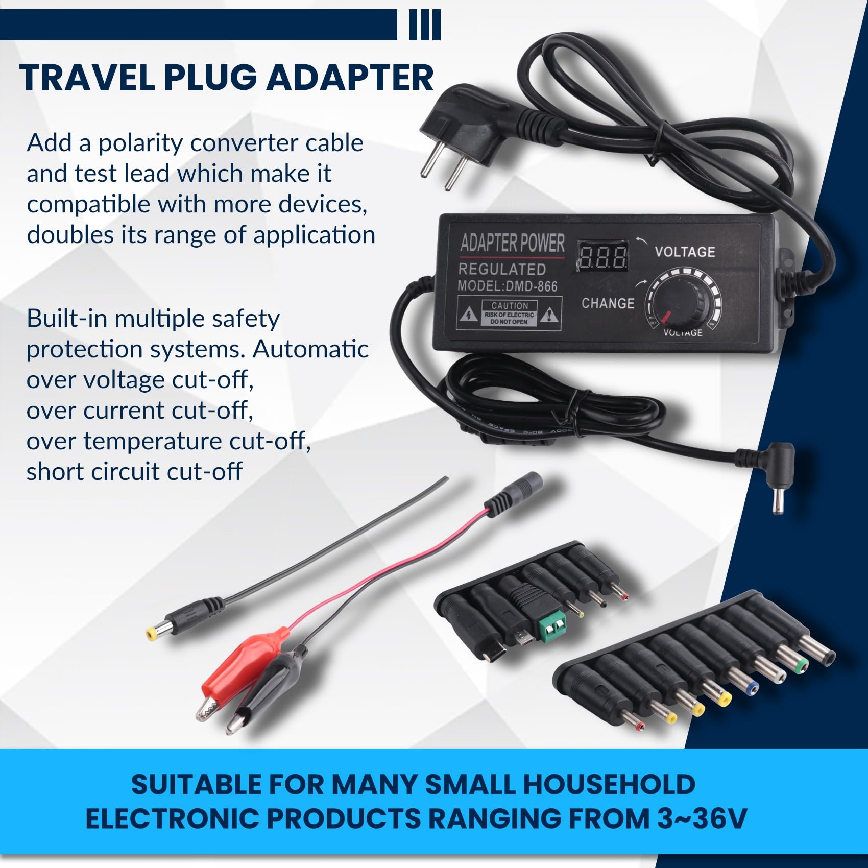 Alimentatore universale 3-36 V 4 A 144 W 3 V 5 V 6 V 9 V 12 V 15 V 18 V 20 V 24 V 30 V 36 V commutazione variabile regolabile spina UE