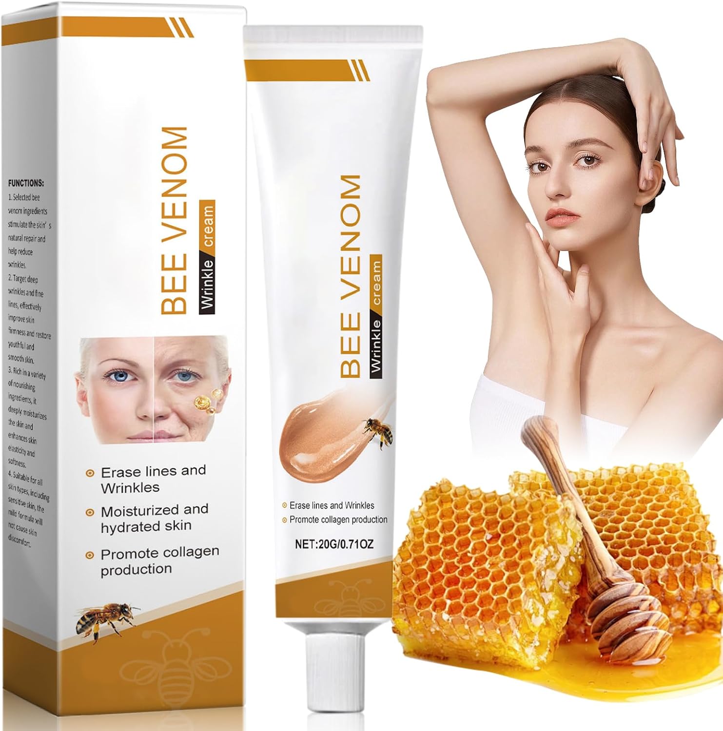 Bee Gift Anti-Wrinkle Cream, Bee Venom Wrinkle Removal Cream, Anti-Wrinkle Moisturizer for Face and Neck, for All Skin Types (1 Piece, One Size)