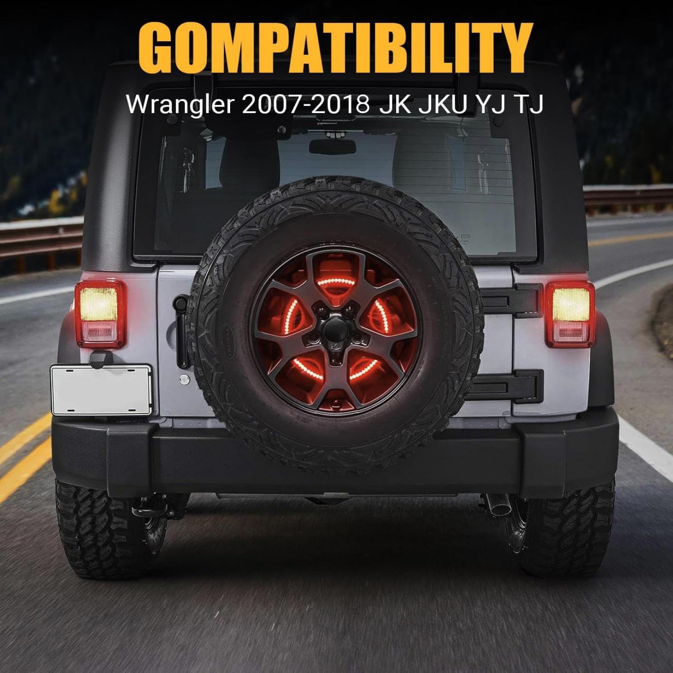 SUPAREE Plug and Play Spare Tire Brake Light Wheel Light 3rd Third Brake Light fit for Wrangler 2007-2018 JK JKU YJ TJ,Red Light