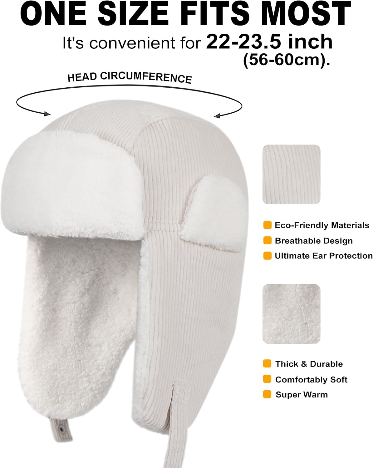 OUTDOOR SHAPING Trapper Hat for Men Women Windproof Trooper Hat Ushanka Ear Flaps Warm Winter Outdoor Hats