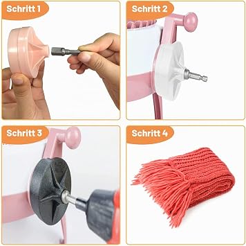 Knitting Machine Adapter Crank Handle Adapter Quick Knitting Power Adapter for 22 40 48 Needles Knitting Machine Hex Steel Bit for Power Screwdriver Attachment (Pink)