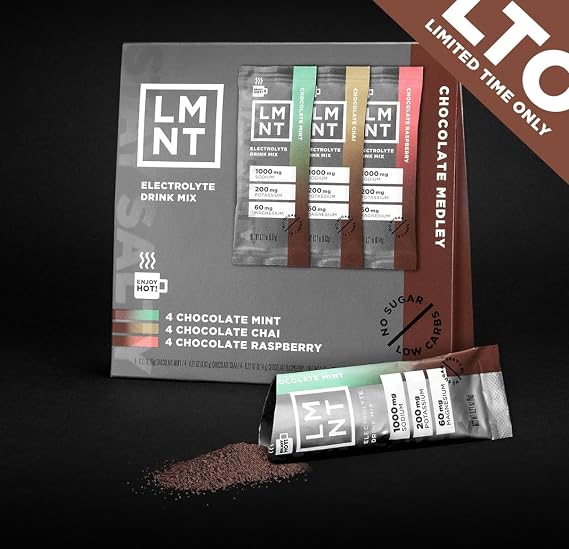 LMNT Zero Sugar Electrolytes - Variety Pack | Drink Mix | 12-Count (12 Count, Chocolate Medley Salt)