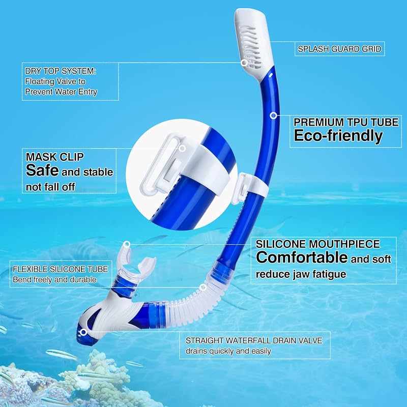 Dizokizo Snorkel Szett Felnőtt Panoráma Maszk Anti-Fog Szivárgásmentes Búvárkodáshoz