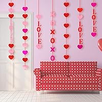 Vista 1 de Boao 100 guirnaldas colgantes de corazón de fieltro de San Valentín con 10 cuerdas para decoración de San Valentín para aniversario de bricolaje