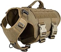 Vista 25 de ICEFANG GN3 - Arnés táctico para perros con 6 hebillas, chaleco Molle para perro con asa, cobertura de 3/4 del cuerpo, panel de gancho y bucle