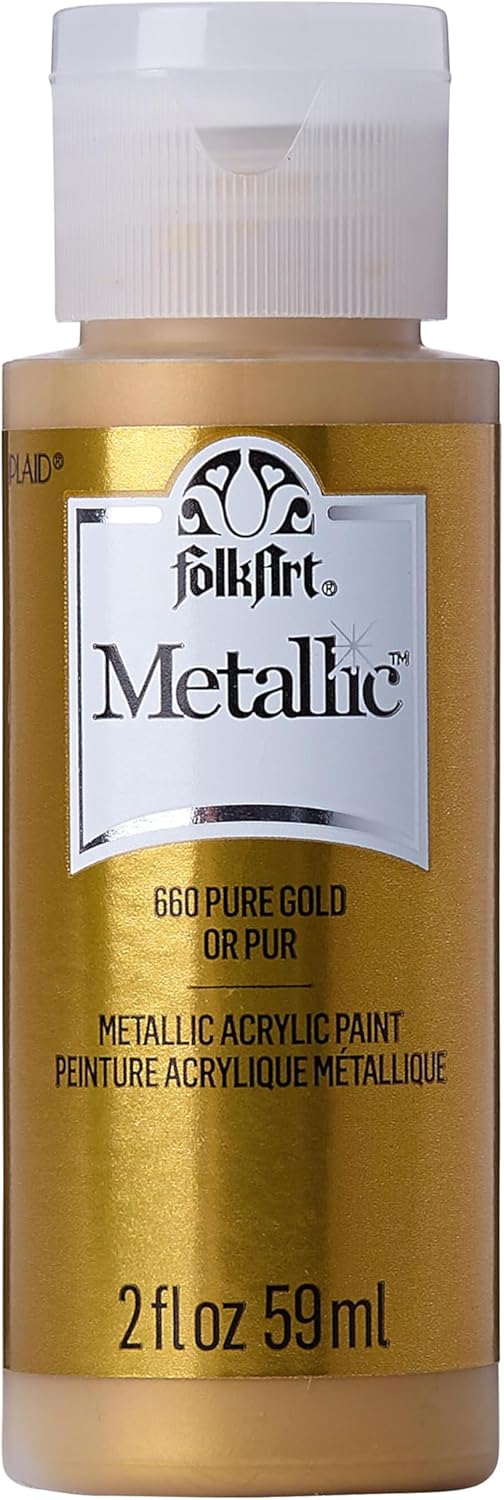 FolkArt Acrylic Metallic Paint, Non Toxic, 2 Fl Oz (Pack of 1), Pure Gold FolkArt Acrylic Metallic Paint, Non Toxic, 2 Fl Oz (Pack of 1), Pure Gold
