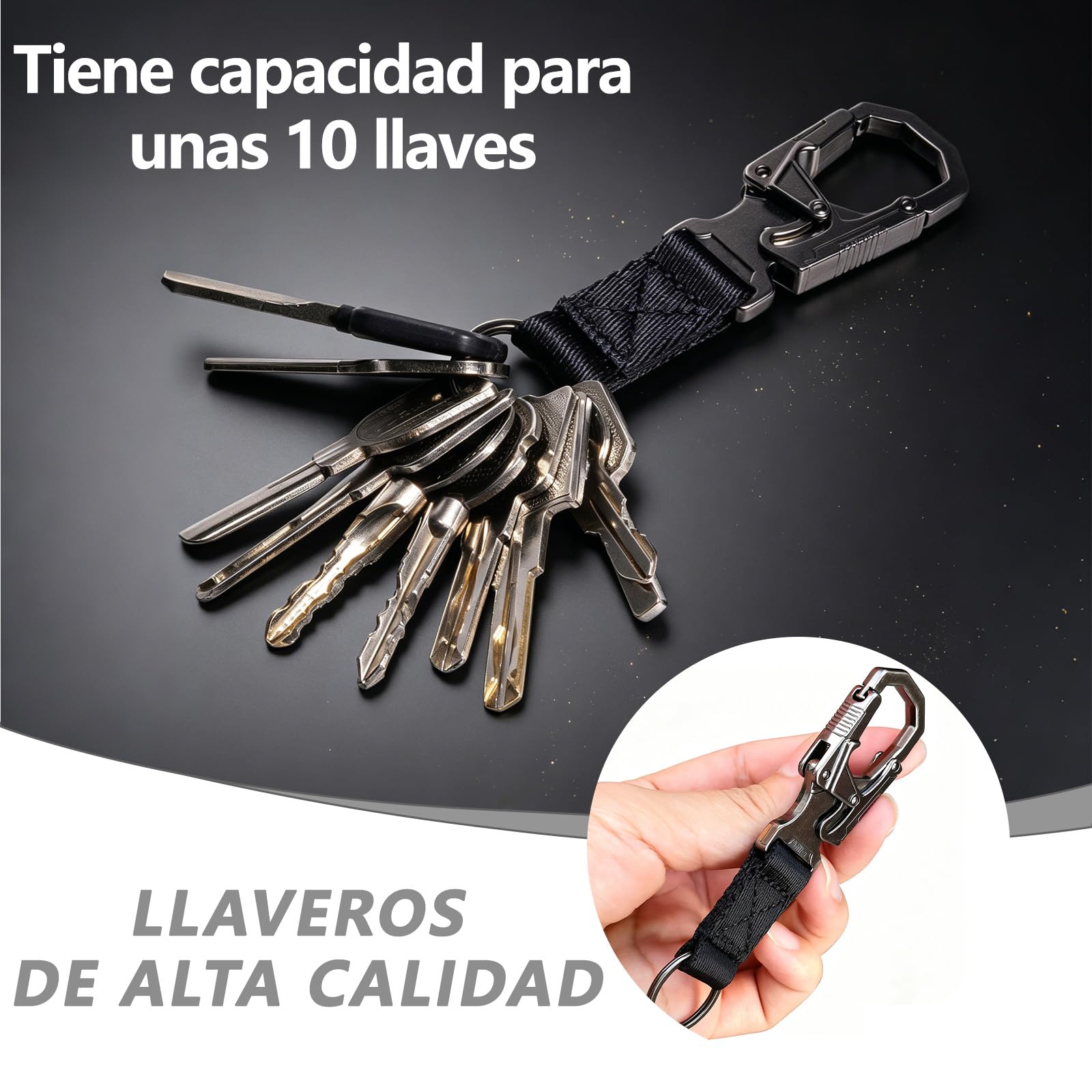 Ahiller Mosquetón con diseño de doble bloqueo, llavero de aleación de zinc de 3 pulgadas para coche, camping, ciclismo, mochila, accesorios