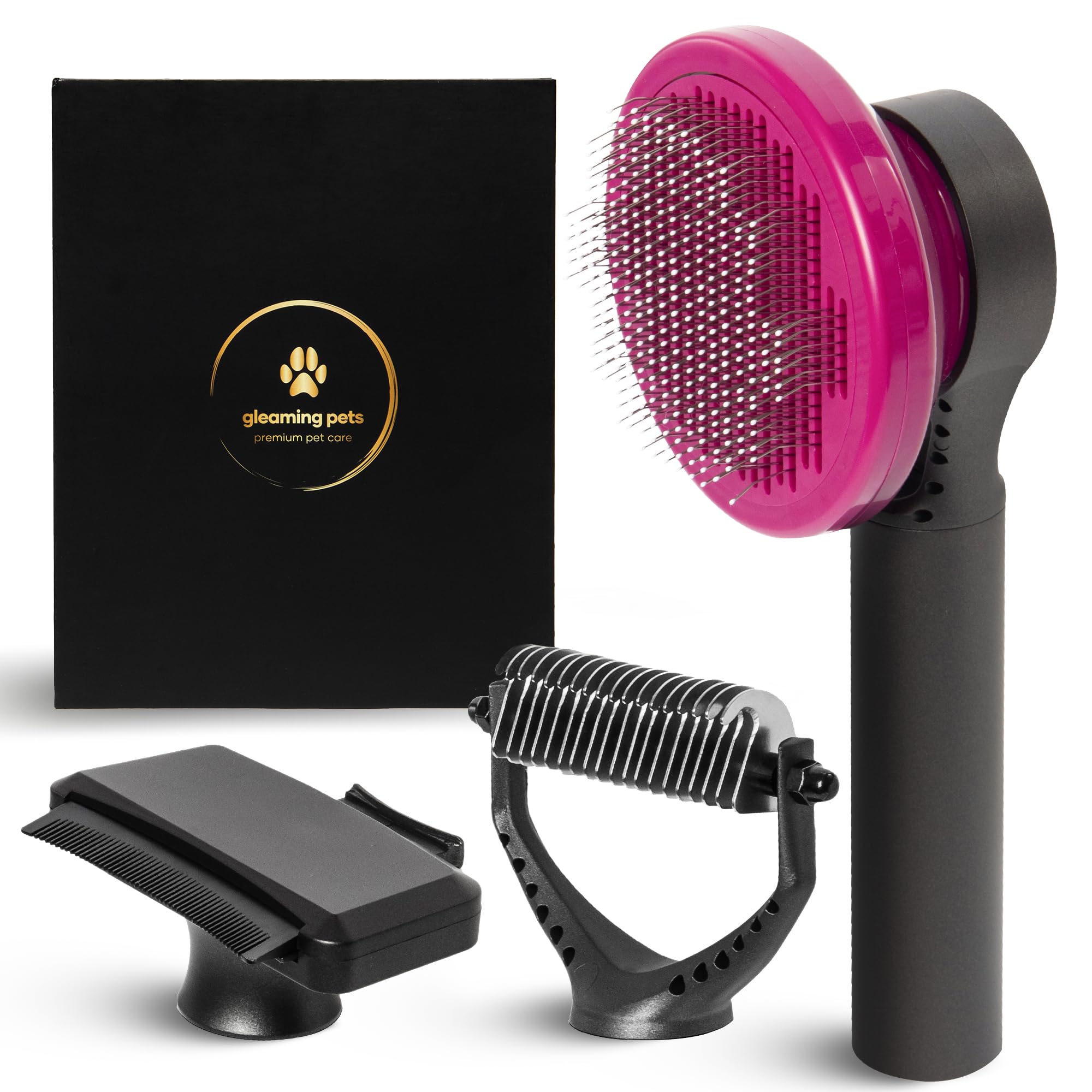 Pet Grooming Comb for Dogs and Cats - Detangling, Dematting, and Massaging with Self-Cleaning Button - Pet Care, New Puppy Gift, New Kitten Gift, Pet Grooming, Luxury Pet Care, Undercoat Rake, Black