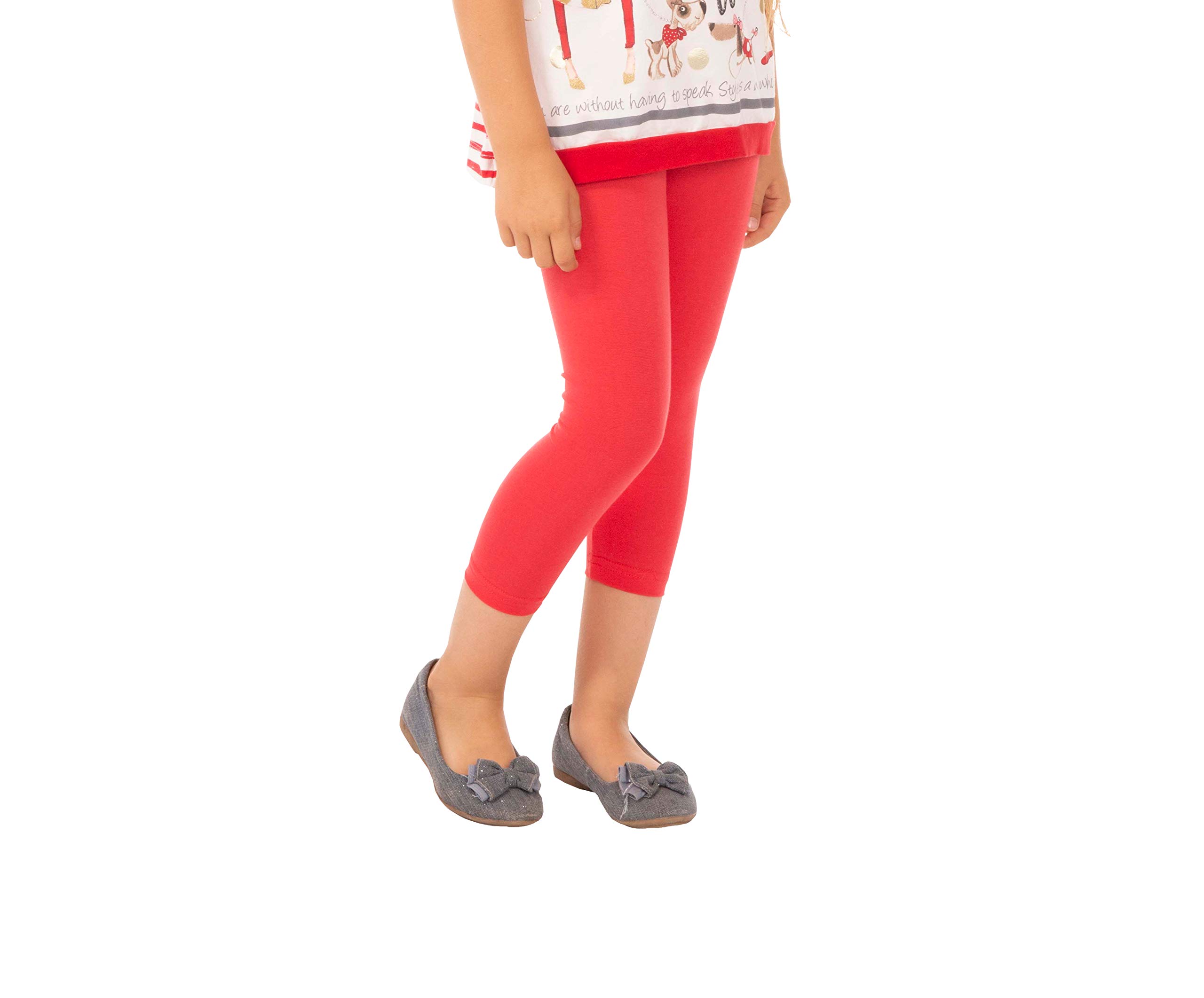 BeLady Mädchen 3/4 Leggings aus Baumwolle Blickdicht Capri Größe 92 98 104 110 116 122 128 134 140 146 152 cm Viele Farben Rot Blau Grau
