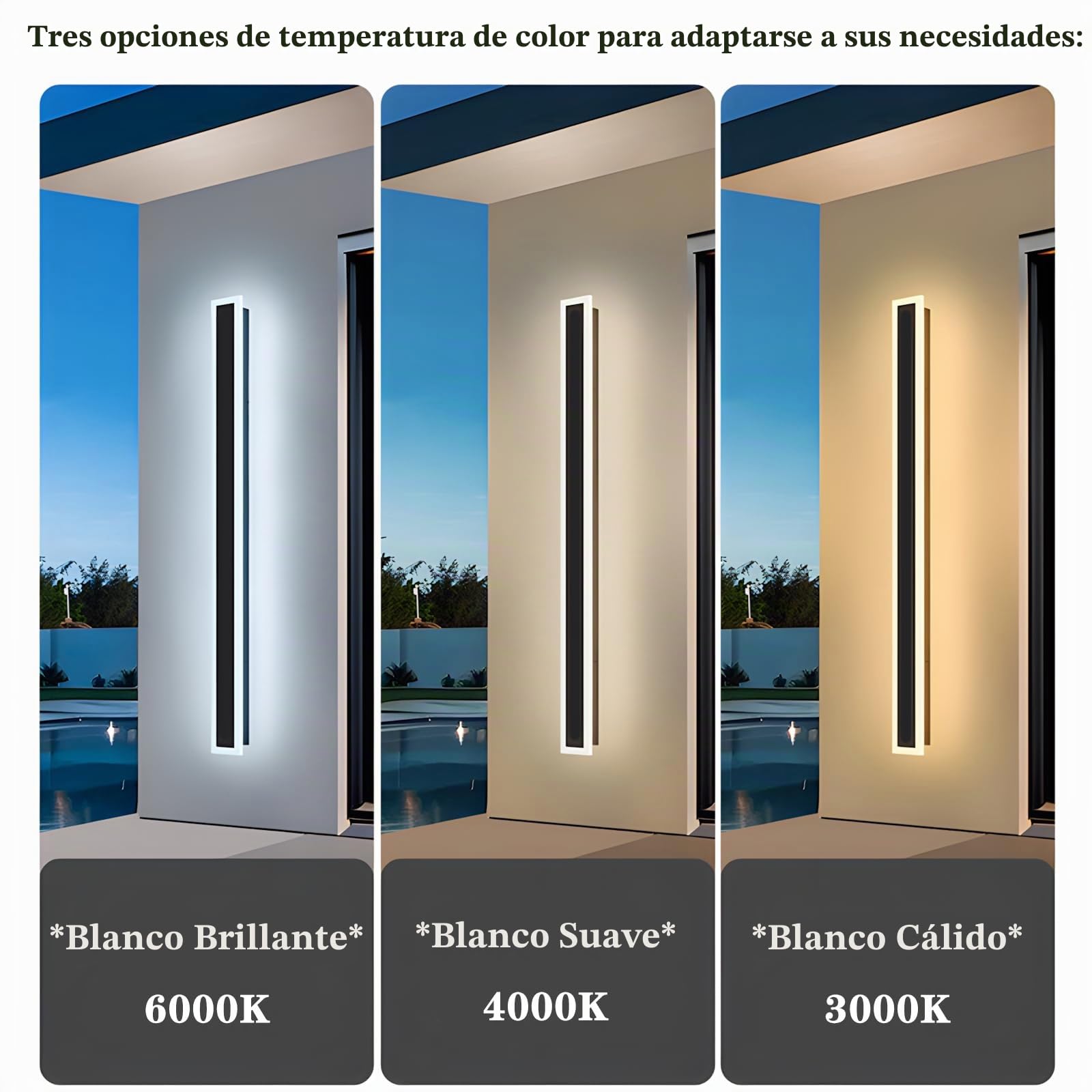 Aplique Pared Exterior LED,21W/100CM Lampara Impermeable IP65 | Blanco Natural 4000K,Apliques Pared Exterior para Escaleras Pasillos Balcón Patio Jardín Balcón,110-240V,Negro