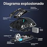 ATTACK SHARK X11 Gaming Mouse with Magnetic Charging Dock, PixArt PAW3311 Gaming Sensor, BT/2.4G Wireless/Wired Gaming Mouse with Mouse Grip Tape, 22000 DPI, Gamer Mice for Win11/Xbox/PS/Mac (Black) - 7