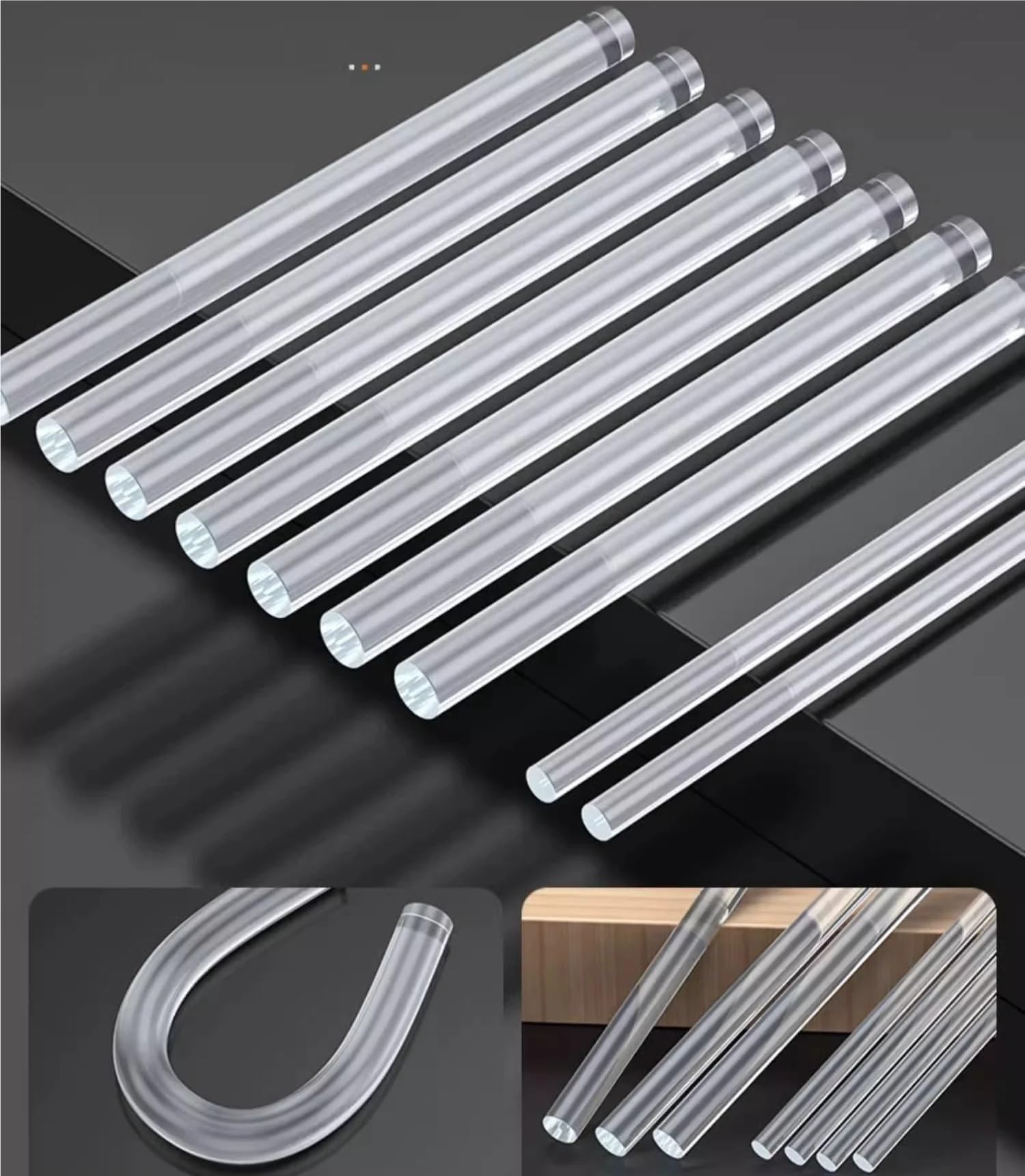 Colla a Caldo Stick di Colla a Caldo Traslucido da 7 mm*100 mm, Adatto for incollare Album fotografici Fai da Te, Legno, 60 pezzi/120 Pezzi(100mm 60pcs)