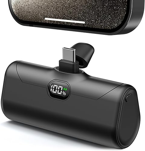 Miniatura 9 de Cargador de teléfono portátil USB C para iPhone 17 Pro Max, mini banco de energía de 5000 mAh con pantalla digital y soporte duradero para teléfonos