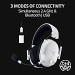 Razer BlackShark V3 Wireless Gaming Headset for PC: 50mm Drivers - Super Wideband Mic - 2.4 GHz, Bluetooth, USB - Works with Mac, PS5, Nintendo Switch, Smartphone - 70 Hr Battery - White