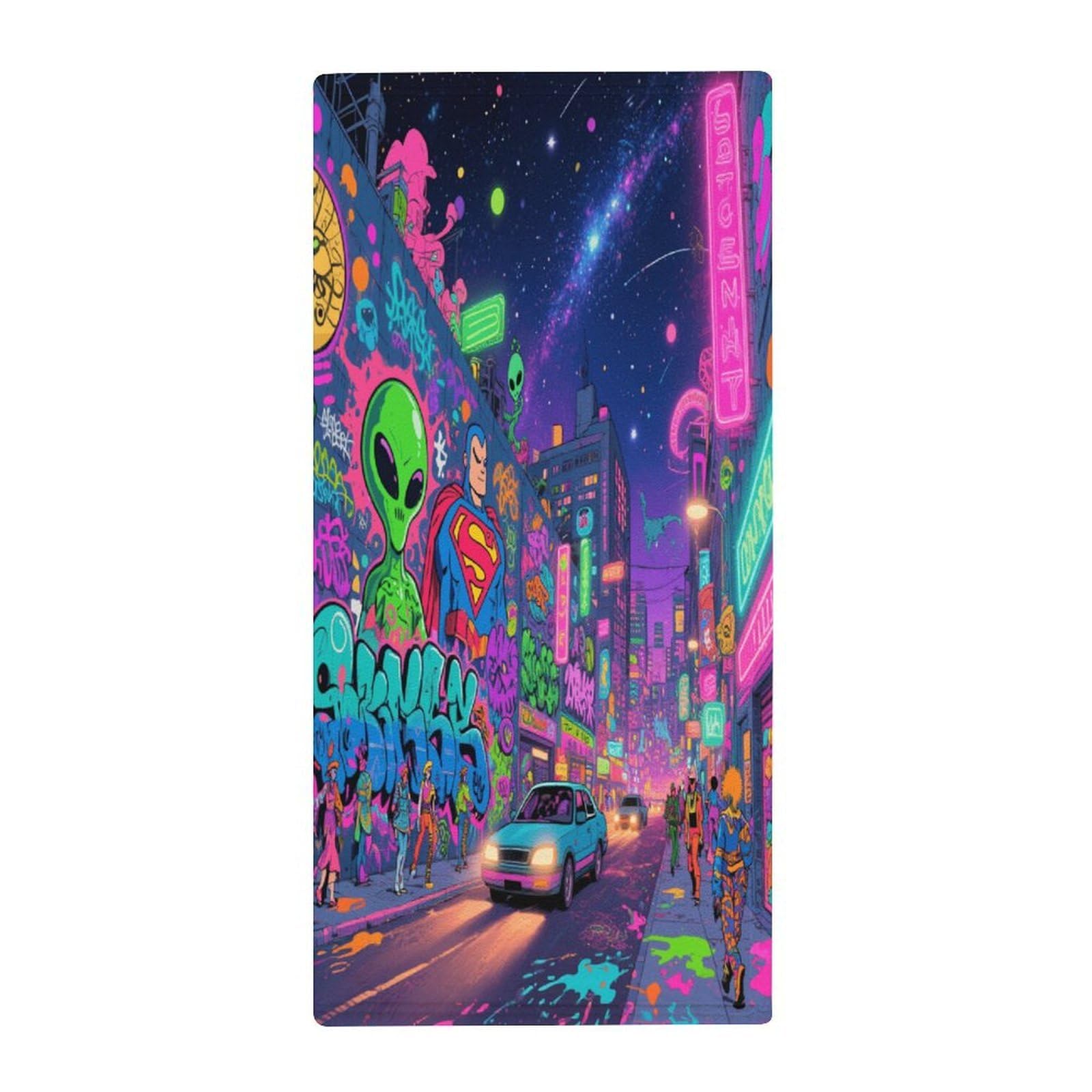 Fekiloot Style Graffiti City Towels For Bathroom, Bath Towels 13.8 X 28.7 Inch, Hand Towel Multipurpose Use As Bath Fitness, Bathroom, Shower, Sports, Yoga Towel