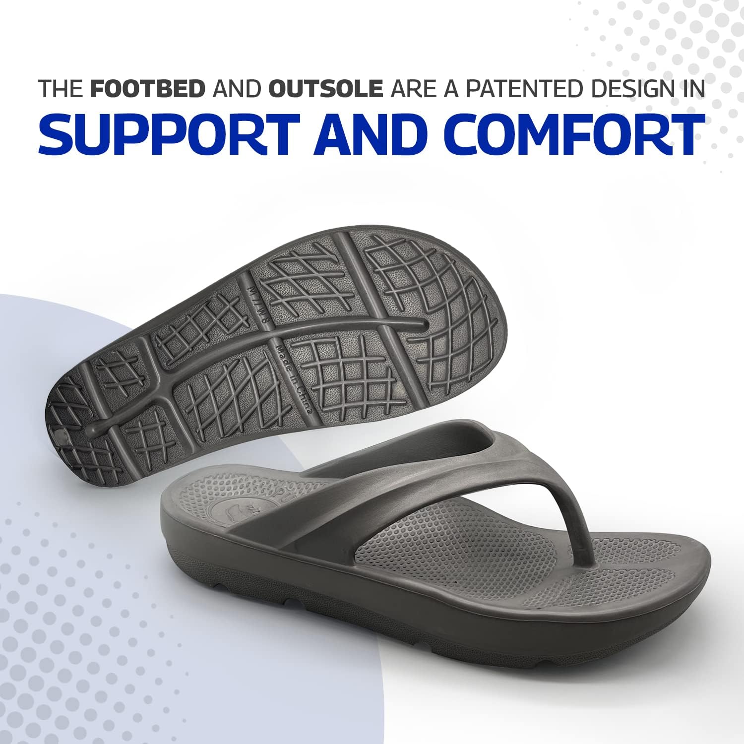 Pure Stride Therapeutic Flip Flops, Orthotic Thong Sandals for Plantar Fasciitis, Metatarsal and Heel Spurs, Feet Pain Relief and Arch Support - Grey, Men’s Size 13 - Image 6