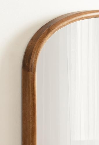 Miniatura 5 de Kate and Laurel Talma - Espejo de pared ovalado arqueado moderno, 24 x 36 marrón rústico decoración de pared de cápsula de transición con marco de