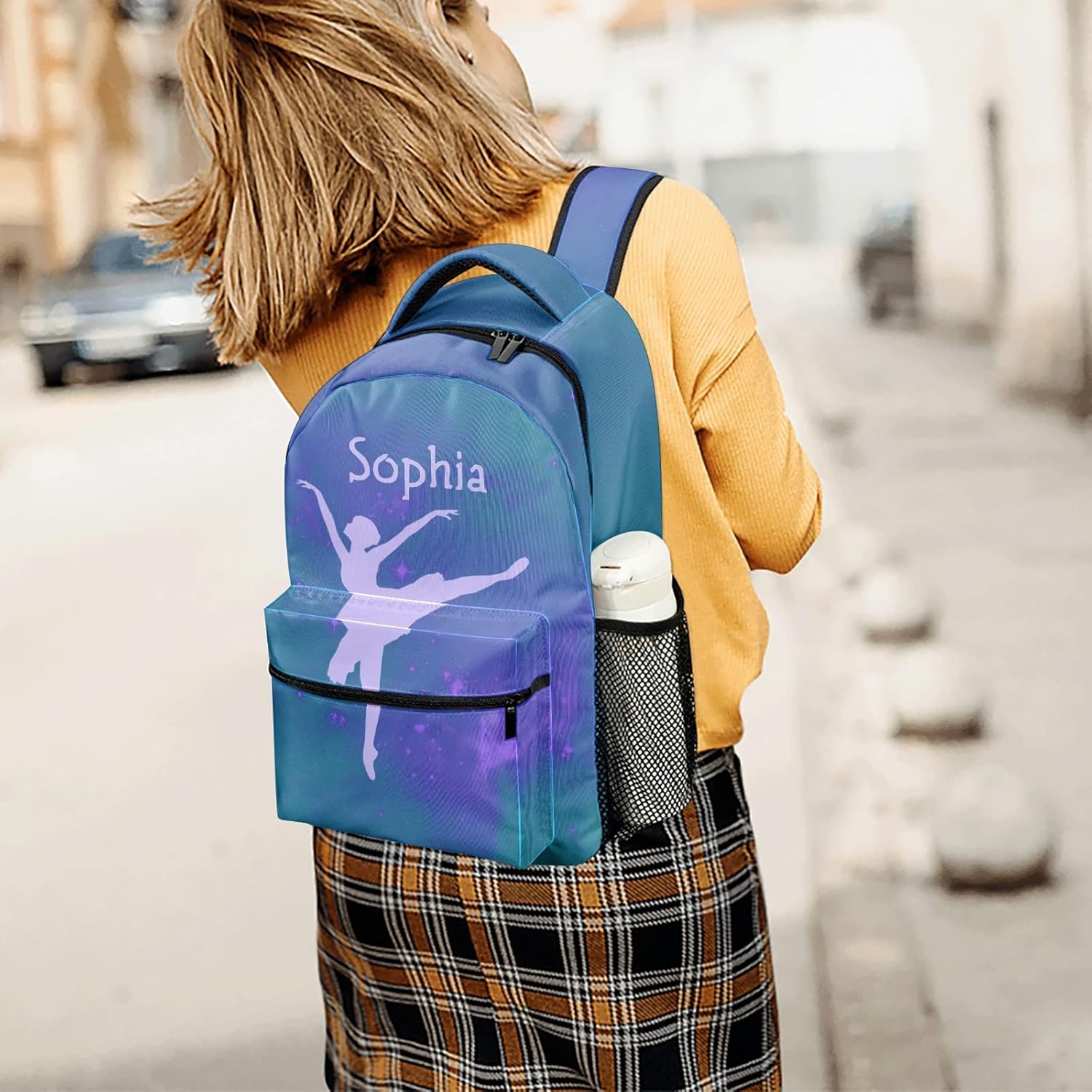 Ballerina Galaxy Personalized Backpack Waterproof Shoulder Bag Casual Travel Daypack with Name